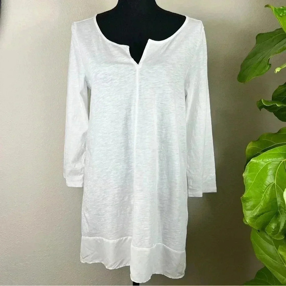 Garnet Hill Organic Cotton 100% Silk Bright White Tunic Medium - Picture 11 of 16